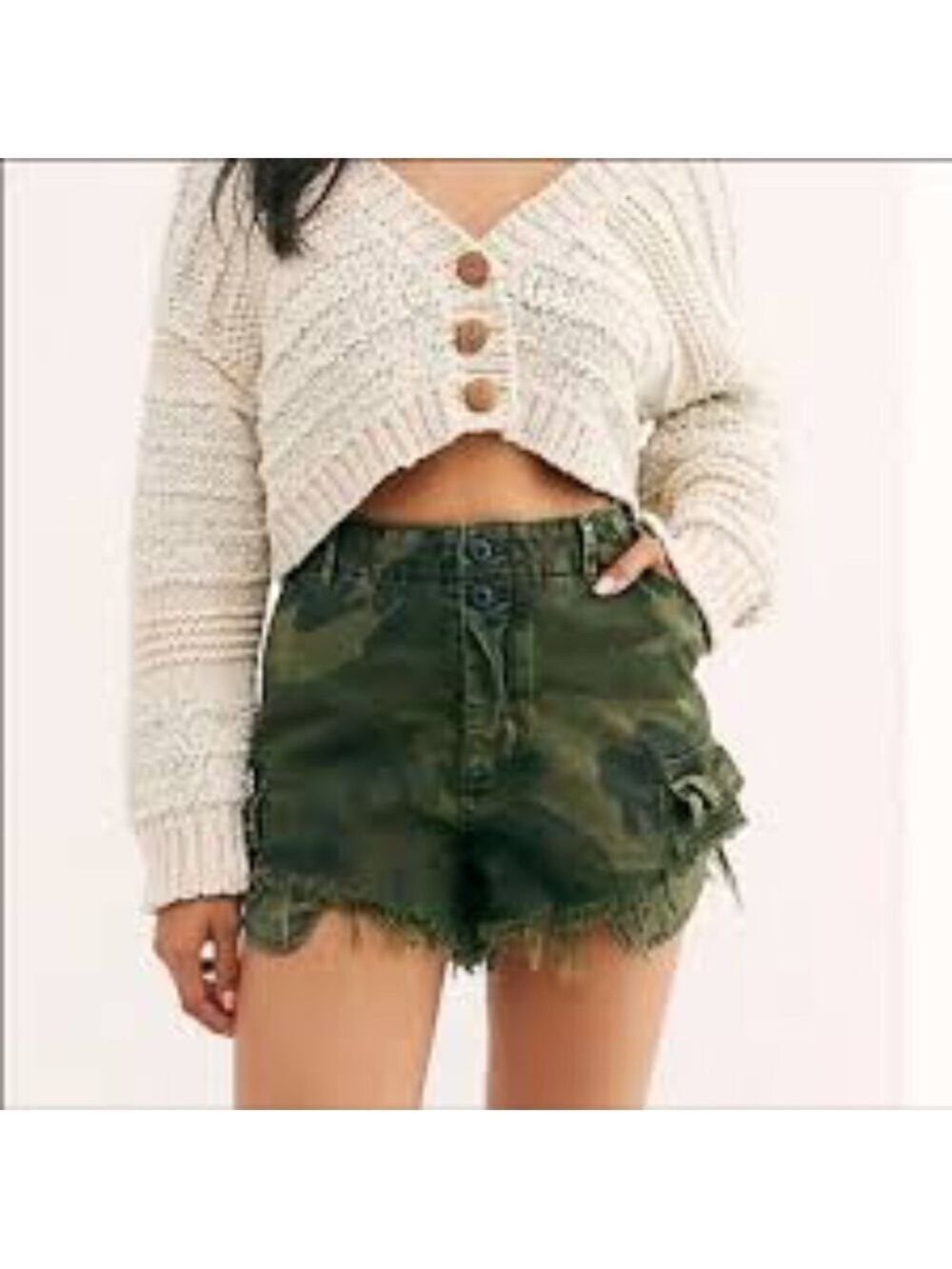 Free People We the Free Commander Camo Shorts NWOT